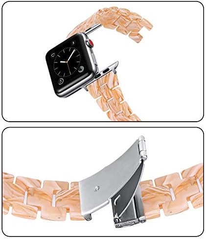 Joyozy Moda Reçine Band ile Kılıf ile Uyumlu Apple İzle Paslanmaz Çelik Toka iWatch bileklik Bilezik için Apple İzle Serisi