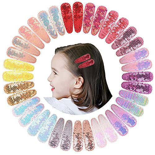 EleMirsa 50 pcs Bebek Kız Saç Klipler 2.2 Sparkly Glitter Pullu Yapış Klipler Saç Tokalarım için Bebek Kız Toddlers Kız Çocuk