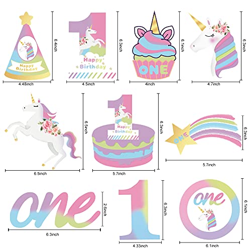 Kauayurk 20 Pcs 1st Doğum Günü Unicorn Asılı Swirls Süslemeleri-Ilk Doğum Günü Unicorn Backdrop Parti Malzemeleri için Kız-1