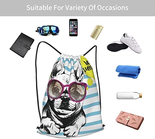 İpli sırt çantası köpek giyim mor güneş gözlüğü desen Dize çanta Sackpack Cinch çuval spor çanta spor salonu alışveriş Yoga