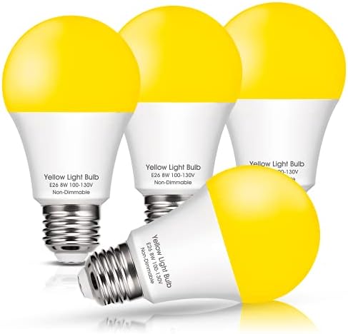 Bug Ampuller, 4 Paket Amber Sarı LED Ampul, 8 W E26 Baz 60 W Eşdeğer, 700LM, dekoratif Aydınlatma Lambası, sarı gece ışık için