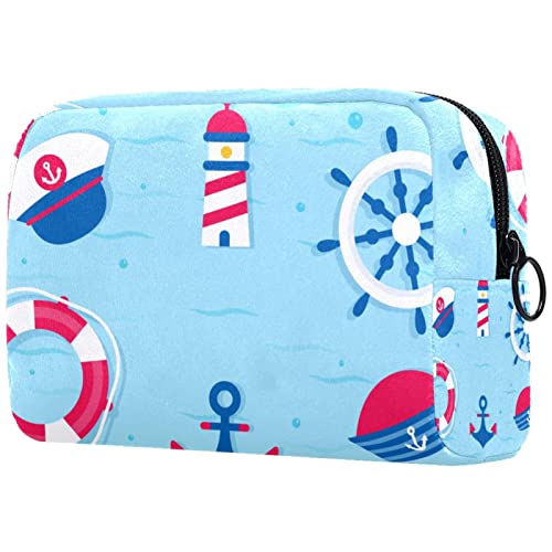 Deniz feneri çapa mavi kozmetik çantası seyahat çok fonksiyonlu tuvalet organizatör çanta kadın kızlar için