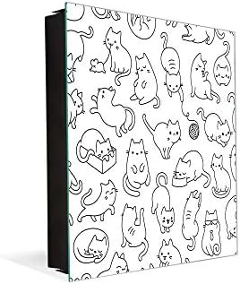 Dekoratif Ön Panel ve Cam Beyaz Tahta K02 Sevimli Kediler ile 50 Tuşlu Dolap