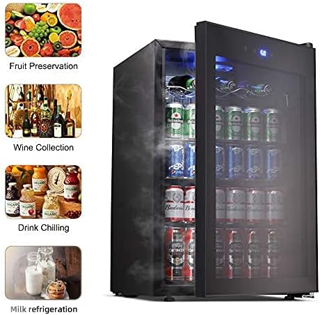 Joy Pebble İçecek Soğutucu ve Buzdolabı Soda Bira veya Şarap için Cam Kapılı Mini Buzdolabı Ev Ofisi veya Bar için Küçük İçecek