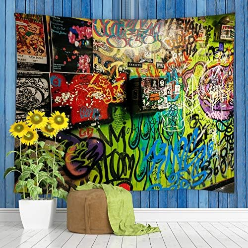 jingjiji Graffiti Goblen Amerikan Sokak Sanatı Renkli Soyut Tasarım Ülke Hip Hop Punk Mürekkep Püskürtmeli Desen Duvar Asılı