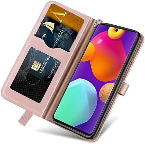 Cep Telefonu Flip samsung kılıfı Galaxy M62 Premium PU deri cüzdan Flip telefon kılıfı Kabartmalı Hayat Ağacı PU Deri Telefon