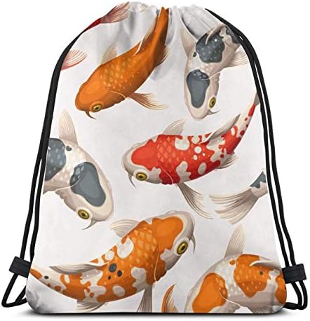 Paket Sırt Çantaları Spor İpli Çanta Dikişsiz Koi Balık Rahat Kadın Erkek Paket Çanta Çuval Şık Hafif Sevimli Yoga Kılıfı