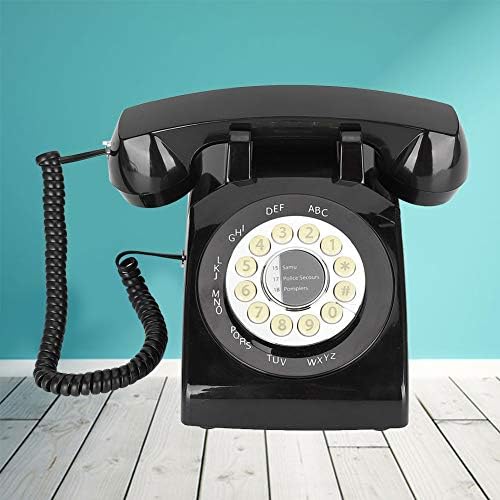 Tgoon Ev Telefonu, Retro Görünümlü Masa Telefonu Ev ve Ofis için Uygun Kaymaz Dayanıklı (Siyah)