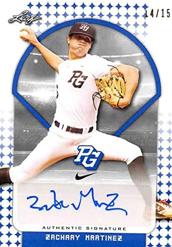 2018 Yaprak Mükemmel Oyun Ulusal Vitrin İmzaları Mavi Beyzbol BA-ZM1 Zachary Martinez Otomatik İmza SER/15 Leaf tarafından