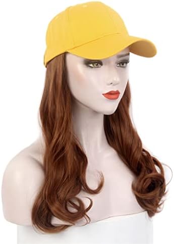 SPNEC LQGSYT Moda Bayan Şapkaları, Saç Şapkaları, Sarı Beyzbol Şapkaları, Peruklar, Uzun Kıvırcık Kahverengi Peruklar, Şapkalar