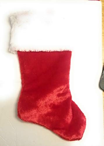Trim Bir Ev Tatil Noel Kırmızı Beyaz Peluş Çorap Çorap 17 İnç Mantel Dekorasyon