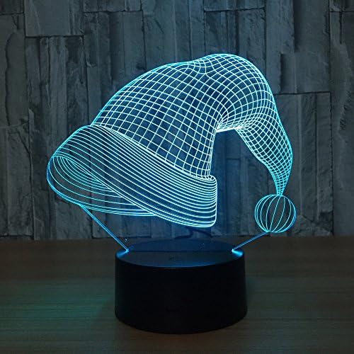 Noel Şapka 3D Dokunmatik Optik ILLusion Gece Lambası Çarpıcı Görsel Üç Boyutlu Etkisi 7 Renk Değiştirme Masa Masa Deco Lamba