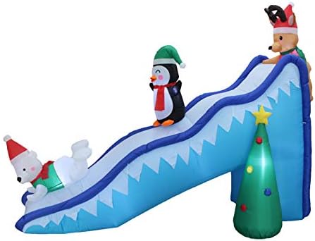 BZB Mal 9 Ayak Uzun Noel Şişme Penguen Ren Geyiği Kutup Ayısı Noel Ağacı Eğlenceli Trio Slayt Sahne Dekor Açık Kapalı Tatil