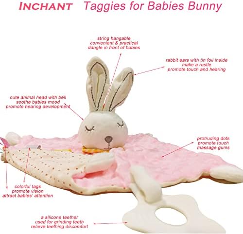 Bebekler için Inchant Taggies Bunny Bebek Pembe Tavşan Peluş Taggy Battaniyeler