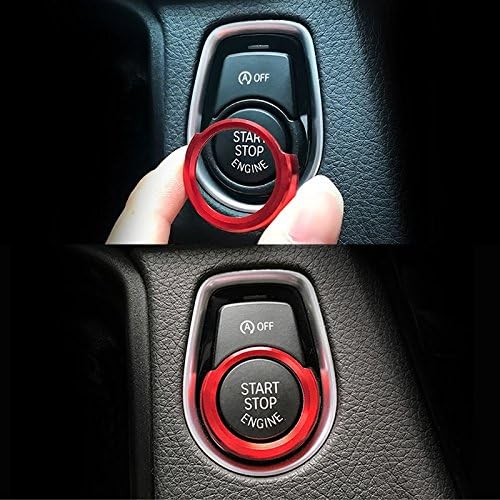 WLKE Araba Bir Düğmeler Start Stop Motor Düğmesi Anahtarı Kapak Trim Cricle Fit BMW Serisi 1 2 3 4X1 (Kırmızı)
