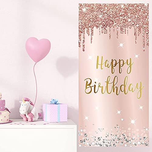 16th Doğum Günü Süslemeleri Kapı Banner Kızlar için, Pembe Gül Altın Tatlı 16 & Mutlu Doğum Günü Parti Malzemeleri, on Altı