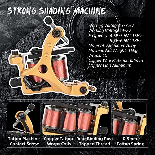 Dövme Makinesi Bobin Makinesi Güç Klip Seti, Dövme Seti Tam Set, Yeni Başlayanlar Uygulama için Mürekkep Fincan Dövme Makinesi