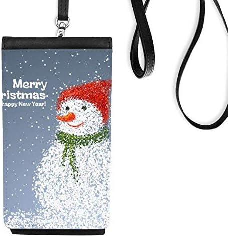 Mutlu mas Kardan Adam Festivali Telefon Cüzdan Çanta Asılı Cep Kılıfı Siyah Cep