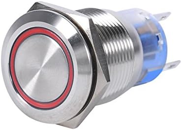 12 V LED Öz-kilitleme Push Button Anahtarı, 19mm Su Geçirmez Paslanmaz Öz-kilitleme Düğmesi On / Off Mandalı Düğmesi Anahtarı