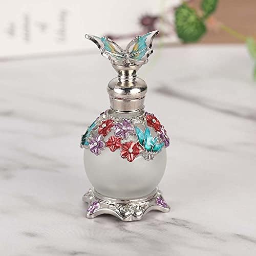 Shıyı Vintage Parfüm Şişeleri Boş Doldurulabilir Kelebek ve Çiçek Desen Antik Antik Geri, Kelebek Damlalık ile(01)