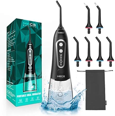 Oral Irrigator için Diş, MECO Akülü Su Diş Diş Temizleyici Pick 300 ML, 5 Modları ve 6 Jet İpuçları, IPX8 Su Geçirmez, USB