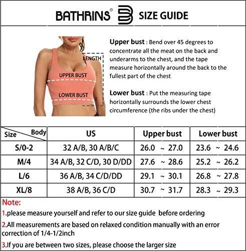 BATHRİNS Strappy Spor Sütyen Kadınlar için Yastıklı Wirefree Orta Destek Destekleyici Longline Egzersiz Yoga Sutyen