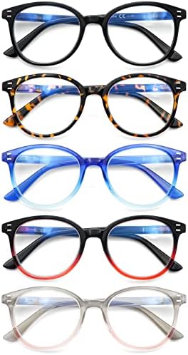Okuma gözlüğü mavi ışık Engelleme 5 Paket Bahar Menteşe moda okuyucular Erkekler ve Kadınlar için Parlama önleyici filtre Gözlük