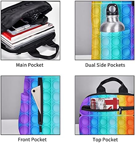 Gökkuşağı-Pop-It 3D Baskı Okul Kitap Çantaları Kız/Erkek gençler için sırt çantaları Unisex Ayarlanabilir Omuz Askısı