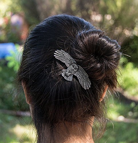 Baykuş Saç Tokası, Oberon Design tarafından Orta 70mm Klipsli ABD'de Üretilen El Yapımı Metal Toka