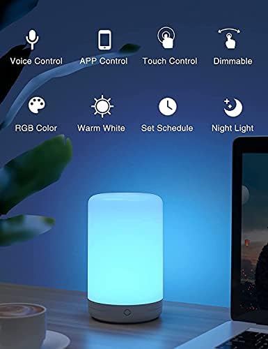 Masa Lambası, akıllı Led Masa Lambası Alexa Google Ev ile Uyumlu, renk Değiştirme Komidin Lambası Gece Lambası RGB Sıcak Beyaz,