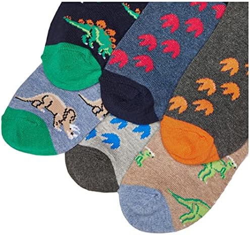 Jefferies Çorap erkek Dinozor Desen Pamuk Mürettebat Çorap 6 Paket