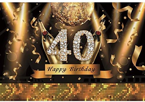 Haoyıyı 5x3ft 40th Doğum Günü Zemin Altın Köpüklü Glamour Şampanya Kutlama Parlak Balo Pullu Fotoğraf Arka Plan Diamonds Kırk