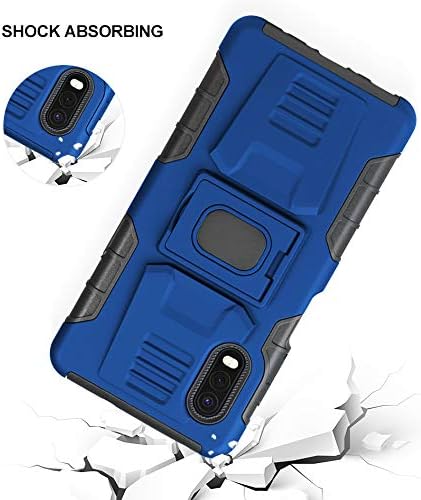 Kılıf ve Klip için Galaxy XCover Pro, Nakedcellphone [Mavi/Siyah] Sağlam Halka Kavrama Kapak Standı ile [Dahili Montaj Plakası]