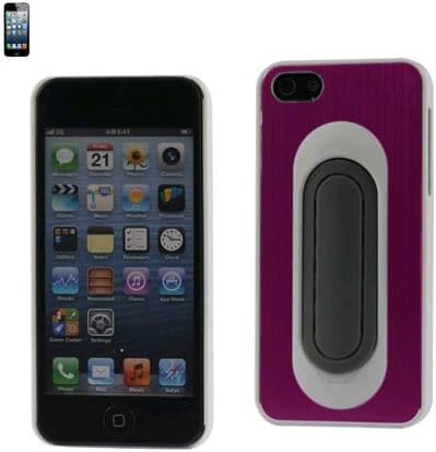 Reiko Kablosuz iPhone 5/5S Metalik Koruyucu Kapak, Virajlı Geri İzleme Standı-Perakende Ambalaj-Beyaz