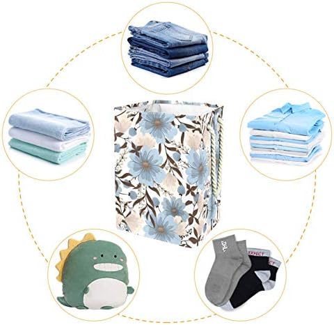 Açık Mavi Çiçek Dikişsiz Büyük Katlanabilir çamaşır sepeti Katlanabilir Kirli çamaşır Sepeti Çanta Kolej Ev Çamaşır Odası için