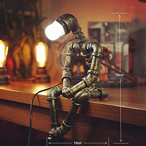 Retro Lambalar endüstriyel Robot lambaları Retro bronz Steampunk lamba serin sevimli masa lambası su borusu ışıkları masa lambaları