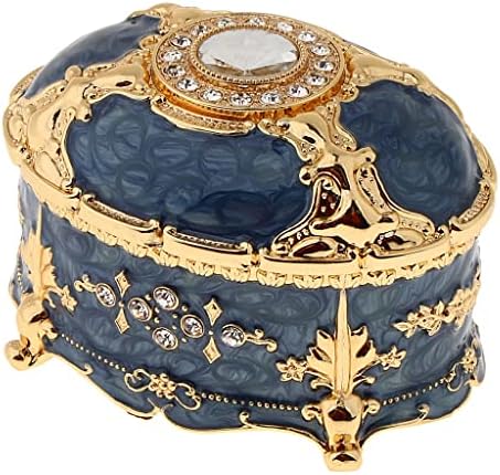 GJRFYJ cfslp Kristal Emaye Oval Metal Vintage Takı Kutusu Hediye Küpe Yüzük Saklama Kutusu (Renk: Mavi, Boyutu: M Kodu)