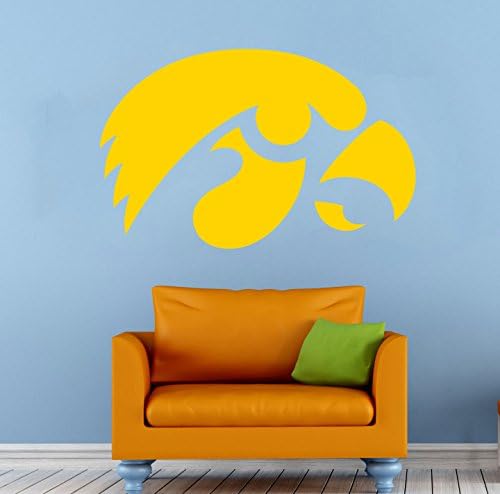 NCAA Amblem Iowa Hawkeyes Wall Art Decal Sticker Kolej Futbol Ev Iç Çıkarılabilir Dekor (22 yüksek X 40 Geniş)