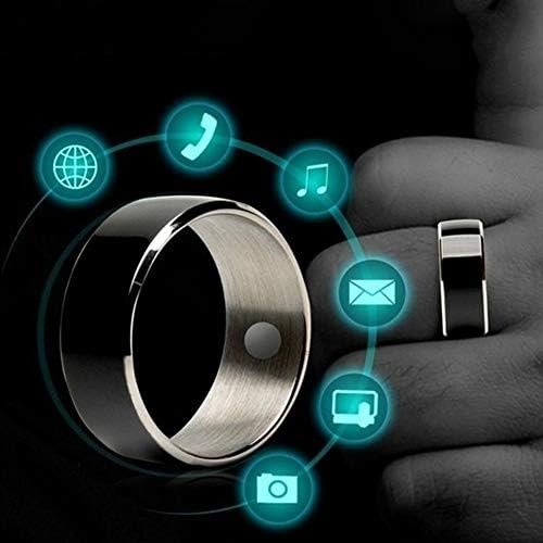 GLoa Takı Bantları Yüzük, Moda Yüzük, Su Geçirmez Çok Fonksiyonlu NFC Akıllı Dijital Akıllı Yüzük Android Pencere-Siyah US
