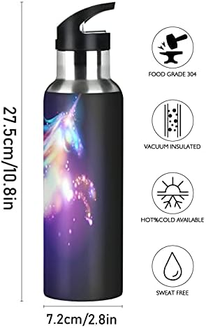 xigua 22 oz Yalıtımlı Su Şişesi Galaxy Dazzle Unicorn Paslanmaz Çelik vakum bardak Saman Kapaklı Sızdırmaz Termal Şişeler Spor