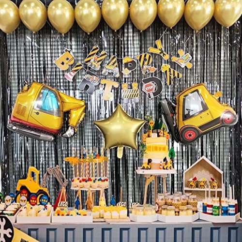 Inşaat Süslemeleri Parti Malzemeleri Mutlu Doğum Günü Ekskavatör Kitleri Seti Kamyon Taşıma Balonlar Tema çocuklar için çocuk