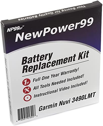 NewPower99 Pil Değiştirme Kiti ile Pil, Video Talimatları ve Araçları için Garmin Nuvi 3490LMT