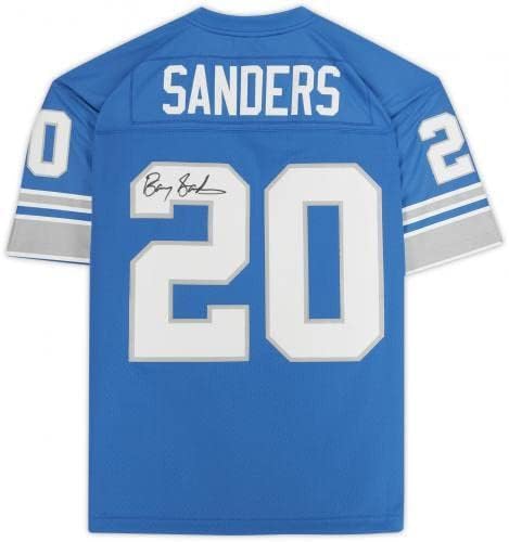 Çerçeveli Barry Sanders Detroit Lions İmzalı Mavi Mitchell & Ness Çoğaltma Forması-İmzalı NFL Formaları