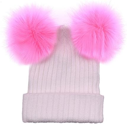 Jiusike Kadın Örme Yün Kap Sonbahar Kış Kalınlaşmak Sıcak Şapka Tığ Çift Saç Topu Bere Headdress