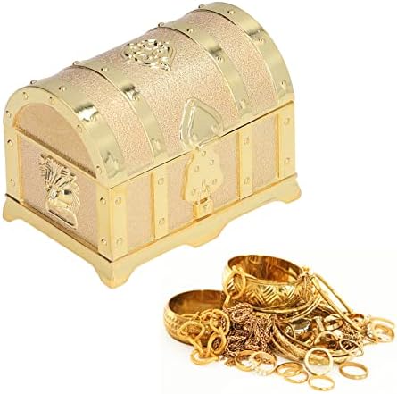 BestYıJo Vintage Mücevher Kutusu Mini Boyutu Çinko Alaşım Lint Astar Ince Parlatma Sağlam Dayanıklı Kabartmalı Tasarım Altın