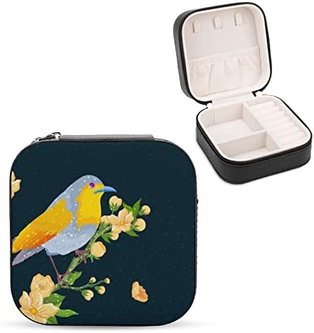 Takı saklama kutusu Renk Kuş Çiçek Seyahat takı çantası Sevimli mücevher Kutusu Fermuarlı