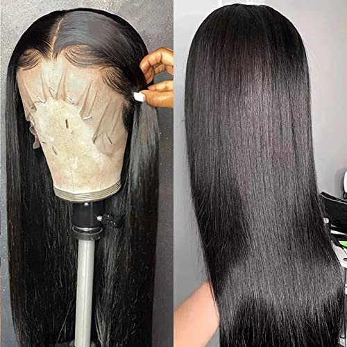 ISEE Saç Dantel ön peruk İnsan Saç 13x4x1 T Parçası Düz Şeffaf Dantel Ön Peruk Siyah Kadınlar ıçin İnsan Saç 180 % Yoğunluk
