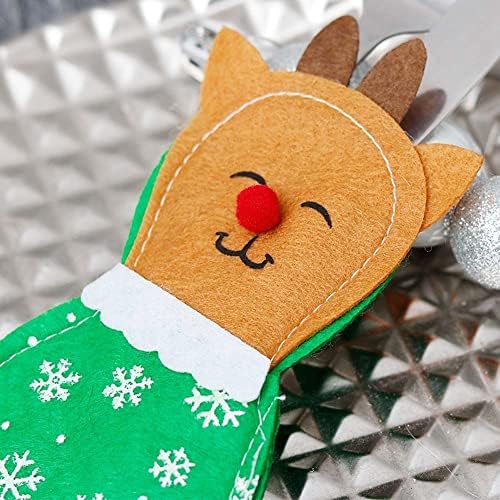 MADEİ Noel Çatal Çanta Bıçak Kaşık Tutucu Gümüş Sofra Tutucu Bıçak Çatal Çanta Kılıfı Çatal saklama çantası için Noel Partisi