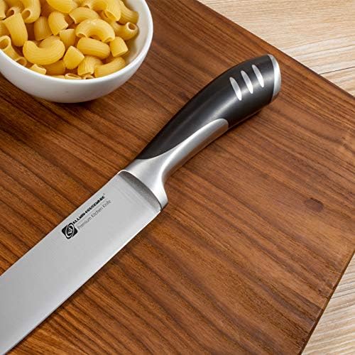 Premium 8-Piece Alman Yüksek Karbon Paslanmaz Çelik Mutfak Bıçakları Kauçuk Ahşap Blok ile Set, profesyonel Çift Dövme Tam