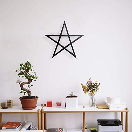 Pentagram Raf-Büyük Duvar veya Masa Sanatı Gotik Dekor-Siyah-Kristaller, Wiccan veya Pagan ekranlar için ideal - 17 inç-Elemental